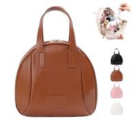 Multi-layered Shell-shaped Cosmetic Bag, Premium Portable Large Capacity Makeup Bag, PU shell Cosmetic bag with Compartments (Brown)