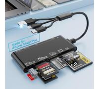 Multi lettore di schede di memoria, 7 in 3 USB C illuminazione USB 3.0 multi lettore di schede per SD TF CF XD MS, adattatore lettore di schede SD per telefono/pad/MacBook/Samsung/PC, Plug and Play