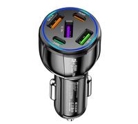 Multi Port Car Charger - 3.34 Inch USB C Adapter | PC Fire Retardant - Fast charging for phones tablets laptops with intelligent protection for sedans SUVs MPVs