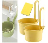 Multi Purpose Kitchen Sink Strainer, Kitchen Sink Food Waste Catcher, Faucet Hanging Strainer Basket, Multifunctional Drainage Baskets, Self-Cleaning Sinks Filter with Automatic Dumping(2PCS*Yellow)