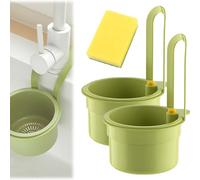 Multi Purpose Kitchen Sink Strainer, Kitchen Sink Food Waste Catcher, Faucet Hanging Strainer Basket, Multifunctional Drainage Baskets, Self-Cleaning Sinks Filter with Automatic Dumping(2PCS*Green)