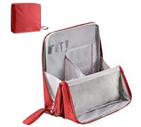 Multi-purpose Large Capacity Oxford Cloth Standing Makeup Bag, Portable Toiletry Bag for Makeup Brushes, Waterproof Makeup Organizer with Compartments, Large Capacity (Red)