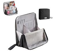 Multi-purpose Large Capacity Oxford Cloth Standing Makeup Bag,Waterproof Makeup Organizer with Compartments, Portable Toiletry Bag for Women and Men,for Travel or Home Use (Black)