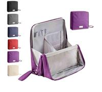 Multi-purpose Large Capacity Oxford Cloth Standing Makeup Bag, Waterproof Makeup Organizer with Compartments, Portable Toiletry Bag and Stationery Storage for Travel or Home (PURPEL)