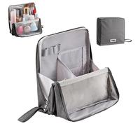 Multi-purpose Large Capacity Oxford Cloth Standing Makeup Bag,Waterproof Makeup Organizer with Compartments, Portable Toiletry Bag for Women and Men,for Travel or Home Use (Gray)