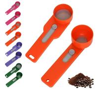Multi Purpose Scoop with Built in Funnel, Mess-Free Powder Scoop with Funnel, Multifunctional Powder Sliding Spoon, for Ground Coffee, Protein Powder, Tea (Orange)