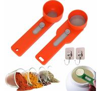Multi Purpose Scoop with Built in Funnel, Powderpal Mess-Free Powder Scoop, Collagen Formula Coffee Scoops & Funnels System for Narrow Bottles, Easy Dispensing of Various Powders (Orange)