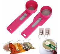 Multi Purpose Scoop with Built in Funnel, Powderpal Mess-Free Powder Scoop, Collagen Formula Coffee Scoops & Funnels System for Narrow Bottles, Easy Dispensing of Various Powders (Pink)