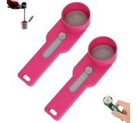 Multi Purpose Scoop with Built in Funnel, Powderpal Mess-Free Powder Scoop for Protein, Collagen, Formula, Coffee & More, Fits Narrow-Mouth Bottles (rosa, manico largo)