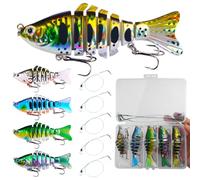 Multi Snodato Esche da Pesca, WASAGA 5pz 15.6g Acqua Dolce e Acqua Salata Sinking Esche di Pesce con 5pz 15cm Filo Tracce e Scatola di Immagazzinaggio per Pike Bass Pesce Persico Trota