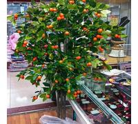 Multi-Stem Faux Orange Tree, Artificial Mandarin Fruit, Realistic Simulation for Mall, Restaurant, Patio and Harvest Party Decoration(1.5mx1.2m)