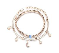 Multi Strati Star/Moon Ciondolo Donna Ragazza Spiaggia Caviglia Catena Caviglia Lega Placcatura Piedi Catena Jewerly Elegante e PopolareBella e intelligente