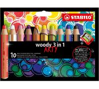 Multi-Talented Pencil - STABILO woody 3 in 1 - ARTY - Pack of 10 - Assorted Colo