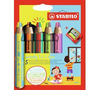 Multi-Talented Pencil - STABILO woody 3 in 1 duo - Pack of 5 - Assorted Colours