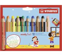 Multi-Talented Pencil - STABILO woody 3 in 1 - Pack of 10 - Assorted Colours wit