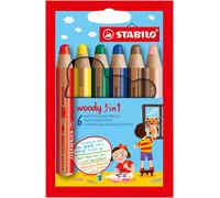 Multi-Talented Pencil - STABILO woody 3 in 1 - Pack of 6 - Assorted Colours