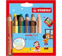 Multi-Talented Pencil - STABILO woody 3 in 1 - Pack of 6 - Assorted Colours with