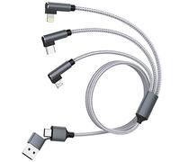 Multi USB Cable, 3 in 2 Multi Charging Cable 90 Degree Fast Charging Cable 3m Chargers with iPhone/Micro/USB Type C Nylon Multi Charger Cable for iPhone, Samsung, Huawei, Xiaomi, Laptop Tablet