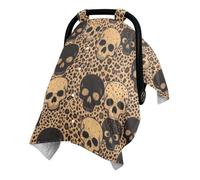 Multi Use Infant Car Seat Cover con cinghia magica regolabile per | Minky Dot Reverse Side Minky Baby Napping Time Skull Leopard Print