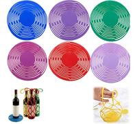 Multi-use Silicone Storage Bag & Organizer,Silicone Wine Carrier Bag,Multifunctional Handheld Bottle Mesh Coaster Mat Mesh Design Reusable Stable Elastic for Wine,Fruit Basket,Heat Pad (6Pcs-b)