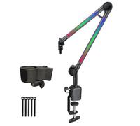 MultiAngle - Braccio per microfono a LED per studio e streaming, con supporto per microfono da 3/8 "5/8" con filettatura da gioco