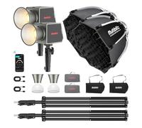 Multiblitz Set composto da 2 luci LED 100B con 2 stativi per lampade FT-8051 e 2 softbox ottagonali Ø 40 cm