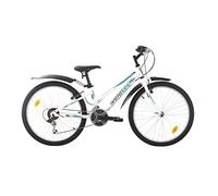 Multibrand Probike Adventure - Mountain bike a 18 marce, per bambine e ragazzi, adatto a partire da 130 a 155 cm (alluminio bianco-blu)