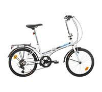 Multibrand PROBIKE - Bicicletta pieghevole pieghevole da 20", a 6 marce, bicicletta da uomo e ragazzo, parafanghi, adatto a partire da 155 cm - 185 cm (bianco e blu)