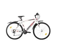 Multibrand PROBIKE Mountain Bike 26 pollici, telaio in alluminio, 18 marce, bicicletta da uomo e ragazzo, parafanghi, adatto a partire da 165 - 183 cm (alluminio bianco rosso)