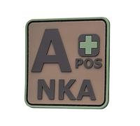 Multicam OCP APOS A+ NKA Blood Type No Known Allergies Morale PVC Rubber Touch Fastener Patch