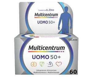 Multicentrum Uomo 50+ Integratore Alimentare Multivitaminico Completo, con Vitamina D3, Supporto Contro la Stanchezza per Uomini oltre 50 anni, 60 Compresse