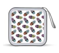 Multicolor ananas con occhiali da sole divertente custodia per CD organizzatore 40 capacità DVD collezione borsa portafoglio libro per auto casa viaggio