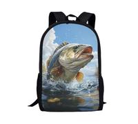 Multicolor Backpack Largemouth Bass Fish Borse Da Scuola Outdoor Rucksack Per Idea Regalo, Compleanno, Escursionismo, 42X32X14Cm