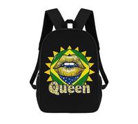 Multicolor Borsa Viaggio Brazilian Flag Lips Brazil Brazilian Zainetto Scuola Stampa 3D Borse Da Scuola Per Escursionismo, Compleanno, Idea Regalo, 42X32X14Cm