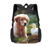 Multicolor Borse Da Scuola Dog And A Duck Print Zaino Per Le Scuole Eleganti Rucksack Per Scuola, Adulti, Compleanno, 42X32X14Cm