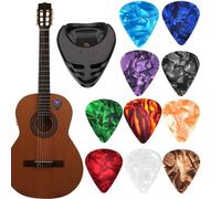 Multicolor Chitarra Picks, Portable Finger, Self-Adhesive Chitar, Electric and Bass Pick with Holder, Comfort Grip, Sturdy Material, 12-Pack, Ideal for Beginners and Professionals