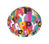 Multicolor Happy Birthday Pattern Cuffia Da Bagno Per Donna Impermeabile Cuffia Da Bagno Riutilizzabile Cuffie Da Bagnos Per Nuoto Viaggi Hotel