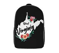 Multicolor Zaino Per La Scuola Flowers West Virginia Map Rucksack Outdoor Borse Da Scuola Per Idea Regalo, Adulti, Trekking, 42X32X14Cm