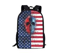 Multicolor Zaino Università Flag With Skull Backpack L'Uso Quotidiano Rucksack Per Compleanno, Idea Regalo, Studenti, 42X32X14Cm