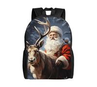 Multicolor Zaino Università Santa Claus And Deer Elk Zaino Per Le Scuole L'Uso Quotidiano Borsa Da Viaggio Per Trekking, Scuola, Adulti, 42X32X14Cm