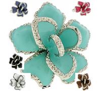 Multicolore Fiore Anello Rosa Turchese Viola Bracciale Swarovski Pietre Sz 5 7 9