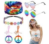 Multicolore Fiore Ghirlanda Fascia per Fiori Margherita Accessori Anni Ghirlanda Copricapo '60 e '70 per Costume da Donna Hippie - Vestiti di Carnevale, Festa e Halloween