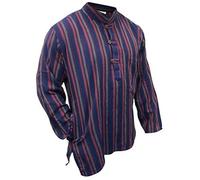 Multicolore Mix dharke Righe Leggero Comodo Maniche Lunghe Tradizionale Nonno Camicia,Hippy Boho - Nuova Viola, 4XL