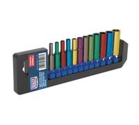Multicolore Presa Set 12pc 0.6cmSq Drive Profondo Walldrive Metrico - Sealey