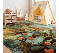 Multicolore Tappeto 80 x 120 cm per Soggiorno e Camera da Letto, Arte Digitale Cactus Floreale Morbido a Pelo Corto - Antiscivolo e Antimacchia Ideale per Salotto Ufficio e Cameretta Estetica Unica