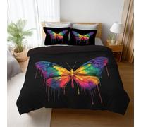 Multicolore Vivace Graffiti Farfalla 150 x 200cm(59" x 79") Parure Copripiumino Completa Singola Doppia Morbida Biancheria da Letto Parure Biancheria da letto Elegante con 2 Federa