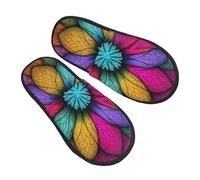 Multicolored Beautiful Flower Pattern Pantofole Pelose Pantofole Da Casa Comode Scarpe Da Casa Per Esterno Invernali Bagno L
