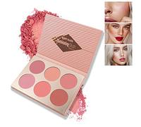Multicolour Lasting Brightening Glow Blush Powder 3 In 1 Blush Highlighter Eyeshadow Makeup Sweat-Resistant Non-Greasy Shimmery Matte 6 Colors Natural Blusher Palette # A