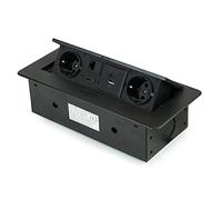 Multiconnettore da Tavolo con Prese Elettriche e USB - Multipresa da Scrivania, Ufficio o Casa - 225x111mm, 2 prese Schuko, 1 USB Tipo A, 1 USB Tipo C, 1 RJ45, 1 HDMI (Napoli, Nero)