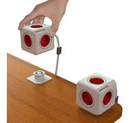 Multiconnettore PowerCube 5 connessioni 220v Presa di rete con 5 prese e prolunga 1.5m, colore bianco e rosso